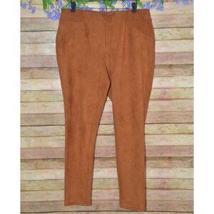 Cato Brown Faux Suede Pants Elastic Waist Neutral Size 18W 20W Stretch